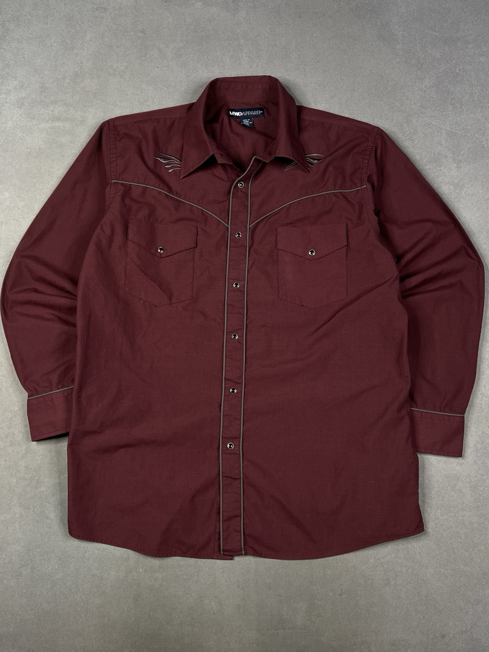 MWG Apparel Corp. Western Button Down Burgundy Size 16 1/2